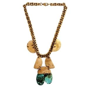 Michelle Ross : Brass/Turquoise Juniper Necklace